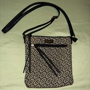 Tommy Hilfiger Black and Brown Patterned Crossbody Bag